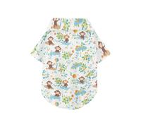 Cute Cartoon Monkeys Fresh Summer Dog Shirts Collared Polo T-Shirts Button Up Lightweight and Breathable Pet Polo Shirt Doggy Sweatshirt Puppy Kitten Perfect for Everyday Wear, and Photoshoots