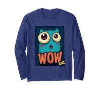 Cute Cartoon Monster with Big Eyes Saying WOW Long Sleeve T-Shirt