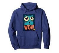 Cute Cartoon Monster with Big Eyes Saying WOW Pullover Hoodie