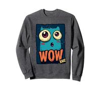Cute Cartoon Monster with Big Eyes Saying WOW Sweatshirt