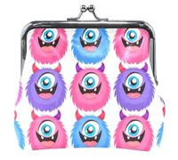Cute Cartoon Monsters Personalized Leather Coin Purse for Women Girls Buckle Kiss Lock Money Change Pouch