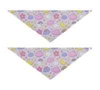 Cute Cartoon Moon Star Purple Peach Dog Bandanas Unique Shape Adjustable Fit Pet Scarf Cute Pet Holiday Set for Dogs Cats S