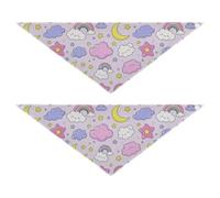 Cute Cartoon Moon Star Purple Peach Seasonal Dog Bandanas Snap Button Pet Scarf for Boy and Girl Cute Pet Holiday Accessories Decor for Dogs Cats