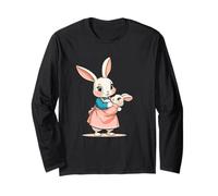 Cute Cartoon Mother Rabbit Holding Baby Bunny Long Sleeve T-Shirt