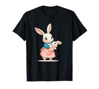 Cute Cartoon Mother Rabbit Holding Baby Bunny T-Shirt