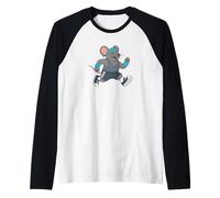 Cute Cartoon Mouse Running Marathon Sprinting Raglan Baseball Tee