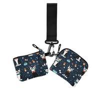 Cute Cartoon Mr Cat Blue Women's Wallets Card Cases Mini Fashion Card Money Holder with Zipper Coin Pocket for Woman 2 Packs
