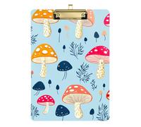 Cute Cartoon Mushroom Blue Clipboard Writing Clipboard A4 Standard Size Clip Board, 12.5 x 9 Inches Gold Clip
