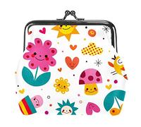 Cute Cartoon Mushrooms Flower Hearts Birds Coin Purse Kiss Lock Change Purse Vintage Trinkets Pouch