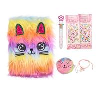 Cute Cartoon Notebook, Plush Diary Journals Learning Study Notes Fun Writing Drawing Pads Kawaii School Supplies Gifts for Girls Boys Kids and Teacher 160 Pages (Colorful Cat)