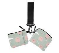 Cute Cartoon on The Prairie Pig Women's Change Wallet Card Cases Large Capacity Card Money Holder with Zipper Pocket for Women 2 Pcs