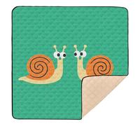 Cute Cartoon Orange Snail Green Cute Foldable Baby Activity Play Mat for Indoor Outdoor Washable Baby Crawling Mat for Babies Infants Toddlers, 50'' x 50''