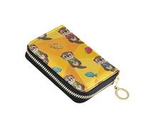 Cute Cartoon Otters Colorful Orange Women's Wallet Small RFID Blocking Credit Card Wallets Zip Around Zipper Coin Purse with Key Ring