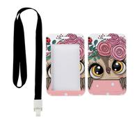 Cute Cartoon Owl Badge Holder with Black Lanyard, Work ID Holder, Vertical Cards Protector for Work, Vertical Name Badges Protector for Teacher, Nurse Essentials Bus Driver Accessories
