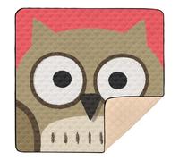 Cute Cartoon Owl Big Eyes Brown Soft Padded Baby Play Mat for Floor Non-Toxic Activity Gym Mat for Baby Toddler Infant, 50'' x 50''