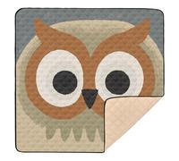 Cute Cartoon Owl Big Eyes Brown Soft Padded Baby Play Mat for Indoor Outdoor Water Resistant Baby Kick Crawling Mat for Babies Infants Toddlers, 50'' x 50''