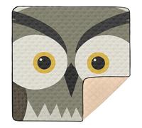 Cute Cartoon Owl Big Eyes Grey Large Stylish Baby Playmat for Indoor Outdoor Non-Toxic Infant Play Activity Mat for Babies Infants Toddlers, 50'' x 50''