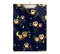 Cute Cartoon Owl Blue Clipboard Acrylic Decorative Clipboard Letter Size Clipboards with Low Profile Metal Clip for Women Men Teachers Nurses