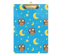 Cute Cartoon Owl Blue Clipboard Acrylic Writing Board Hanging Clipboards A4 Standard Size, 12.5 x 9 Inches Gold Clip