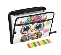 Cute Cartoon Owl File Holder 13 Pockets A4 Letter Size with Zipper Closure for Office Organizer Folder carpeta de