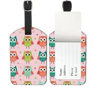 Cute Cartoon Owl Suitcase Tag, Pu Leather Mr and Mrs Luggage Tags with Privacy Protection Cover, Leather Luggage Tag Bags Label Identifier, Men Women Travel Accessories, Valentines Gifts
