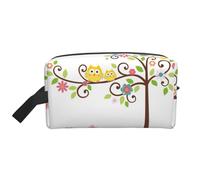 Cute Cartoon Owl Tree Flowers and Squirrel Printed Travel Storage Pouch, Double Sided Large Bag for Clothes and Personal Accessories