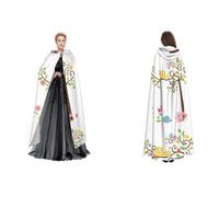 (Cute Cartoon Owl Tree Flowers And Squirrel) Unisex Hooded Cloak Cape Robe Cosplay Halloween Christmas Fancy Dress Costumes For Adults