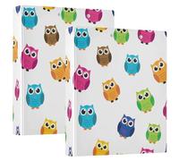 Cute Cartoon Owls 3 Ring Binder 1.5 Inch, D Ring Binders with Pockets Decorative Binders for School College or Office (2 Pack)