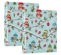 Cute Cartoon Owls 3 Ring Binder 1.5 Inch, Flexible D Ring Binders with Pockets, 3 Ring Binders for School, College, Office