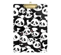Cute Cartoon Panda Acrylic Clipboard Cute Clipboard Hanging Clipboards A4 Standard Size with Low Profile Metal Clip for Students, Women, Man