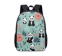 Cute Cartoon Panda Backpack 17 Inch Animal Print School Bag Green Bamboo Pattern Illustration Daypack for Kids Teens (10)