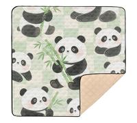 Cute Cartoon Panda Bamboo Large Sturdy Baby Girl Play mat for Floor Lightweight Foldable Infant Play Activity Mat for Babies Infants Toddlers, 50'' x 50''alfombras para jugar Bebes