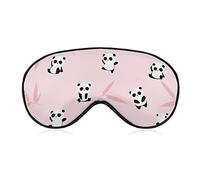 Cute Cartoon Panda Bear Sleep Mask Blindfold Pink Bamboo Adjustable Super-Smooth Soft Eye Mask Cover for Men Women Travel and Nap