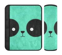 Cute Cartoon Panda Big Eyes Teal car seat Strap Pads Padded,Stop seat Belt Cutting into Neck,car Belt Cover for Truck Airplane Bag funda para cinturón de carro 2 Pack