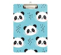 Cute Cartoon Panda Blue Clipboard Acrylic Portable Clipboard Wordpad Clipboards Standard Size, A4 Letter Size 12.5 x 9 Inches Silver Clip, Silver12x9in