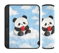 Cute Cartoon Panda car seat Strap Covers,Release Stress to Your Neck and Shoulders,Shoulder Pads for seat Belt for Truck Airplane Most Cars forro para cinturon de seguridad 2 pcs