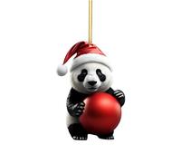 Cute Cartoon Panda Christmas Decorations - Pattern Print Hanging Tree Pendant for Home, Window Sill, Car, Backpack - Xmas Bauble