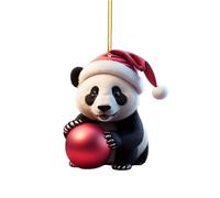 Cute Cartoon Panda Christmas Pattern Print Hanging Home Tree Pendant Christmas Tree Pendant Home Decoration Window Sill Car Pendants Backpack Pendants Personalised Bauble Xmas Trees Decor