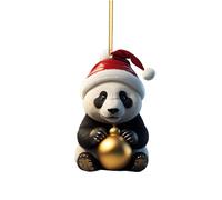 Cute Cartoon Panda Christmas Pattern Print Hanging Home Tree Pendant Christmas Tree Pendant Home Decoration Window Sill Car Backpack White Elephant Gift Capped Chickadee Stained Glass (C, One Size)