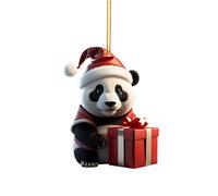 Cute Cartoon Panda Christmas Pattern Print Hanging Home Tree Pendant Christmas Tree Pendant Home Decoration Window Sill Car Backpack White Elephant Gift Capped Chickadee Stained Glass (D, One Size)