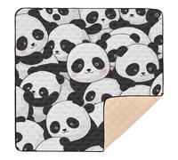 Cute Cartoon Panda Cute Foldable Baby Playmat for Floor Washable Baby Crawling Mat for Baby Kids Toddlers Infants, 50'' x 50''