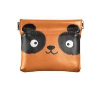 Cute Cartoon Panda Eyes Orange PU Leather Change Purse Convenient Organizing Pouches for Woman, cute cartoon panda eyes orange, One Size, Modern