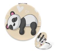 Cute Cartoon Panda Makeup Mirror, 1x/2x Round Travel Magnifying Mirror, Travel Size Makeup Pu Leather Portable Small Mirrors, Handbag Mini Essentials Mirrors, Small Gifts, Teenage Girls Gifts