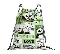 Cute Cartoon Panda Unisex String Backpack Lightweight Drawstring Bag Durable Drawstring Backpack For Hiking Football Swim
