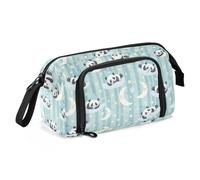 Cute Cartoon Pandas Moon Strips Pencil Cases Large Capacity Kids Pencil Case with Slot for College Student Cosmetics