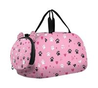 Cute Cartoon Peach Hearts Paw Prints Kids Cute Gym Bag with Shoes Compartment Large Capacity Carry On Bag for Beach Swim Bags Pool Sports