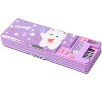 Cute Cartoon Pen Box with Calculator, Pencil Sharpener and Curriculum,Cute School Supplies Pencil Box for Kids