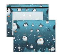 Cute Cartoon Penguin 3 Ring Binder Clear Binders Pencil Pouches Bags Case(2 Pack)