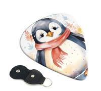 Cute Cartoon Penguin 6 Pack Guitar Picks With Holder, Personalized Guitar Plectrums Non-Slip Portable Ukulele Bass Picks 0.96mm For Acoustic Guitar Lovers Gifts