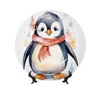 Cute Cartoon Penguin Ceramic Decorative Plates Bone China Decorative Plate With Display Stand Handmade Ceramic Ornament Personality Porcelain Dinner Plate Crafts For Home Office Wall Decoration 20cm